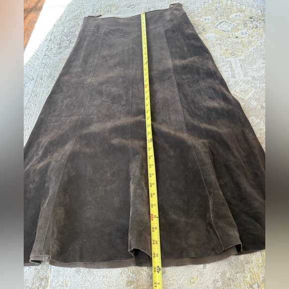 Vintage Brown Suede Maxi Leather Skirt By June - Picture 10 of 13